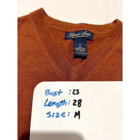 Garret scott sweater extra fine merino wool orange accademia office preppy men M - Picture 4 of 4